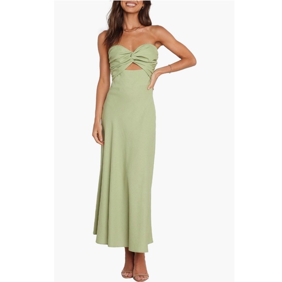 Petal & Pup Rosetta Cutout Cotton & Linen Strapless Dress - Picture 9 of 11